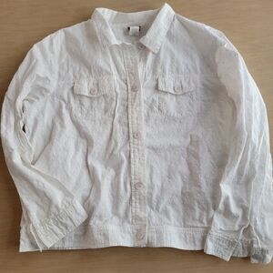 Tudor Court Embroidered White Cotton Button Up Shirt XL